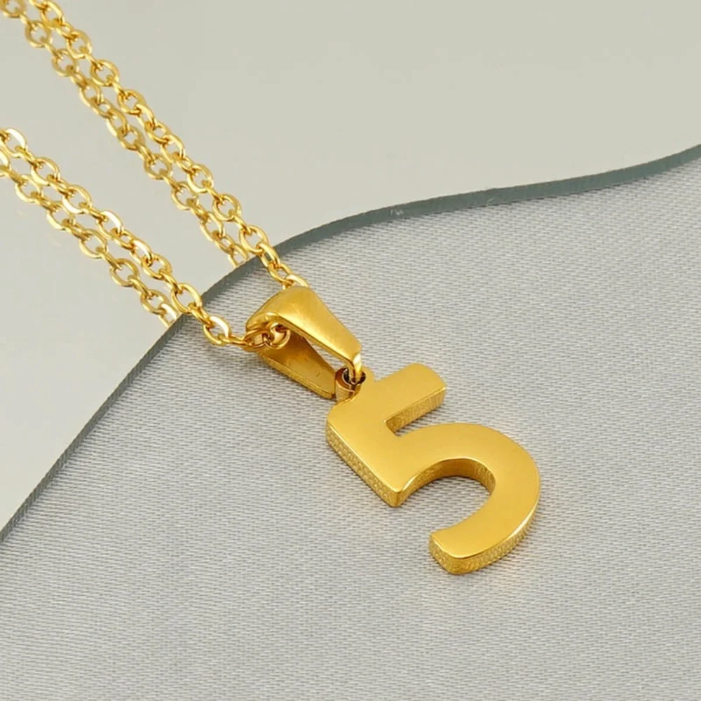 18K Gold Plated Lucky Number Necklace*Angel Number Charm*0123456789 Pendant*ZX - Picture 9 of 15